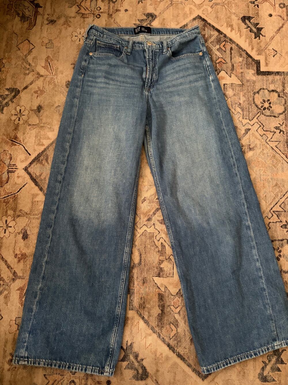 Gap High Rise Wide Leg Jeans Womens 8 Long Blue 100% Cotton HR Wide Leg Denim